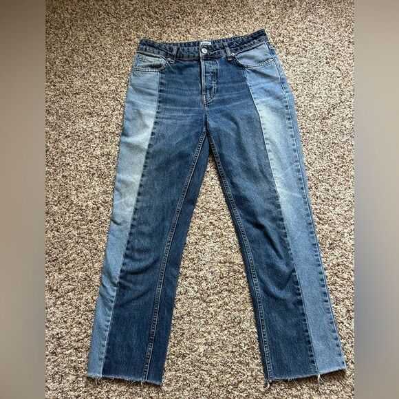 BDG Jessye Women’s Two-Tone Light & Dark Wash Straight Leg Jeans Size 28 - Picture 10 of 14